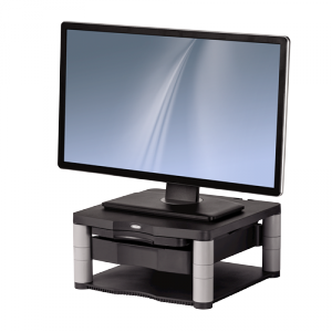 Premium Plus stojan na monitor so zásuvkou, grafitová sivá
