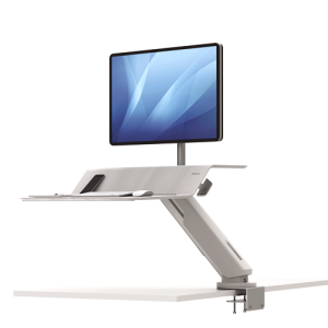 Lotus™ RT pracovná stanica na sedenie/státie pre jeden monitor, biela