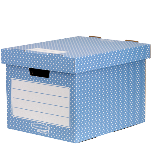 Bankers Box® Style otthoni tárolódoboz, kék/fehér, 4 db/csomag